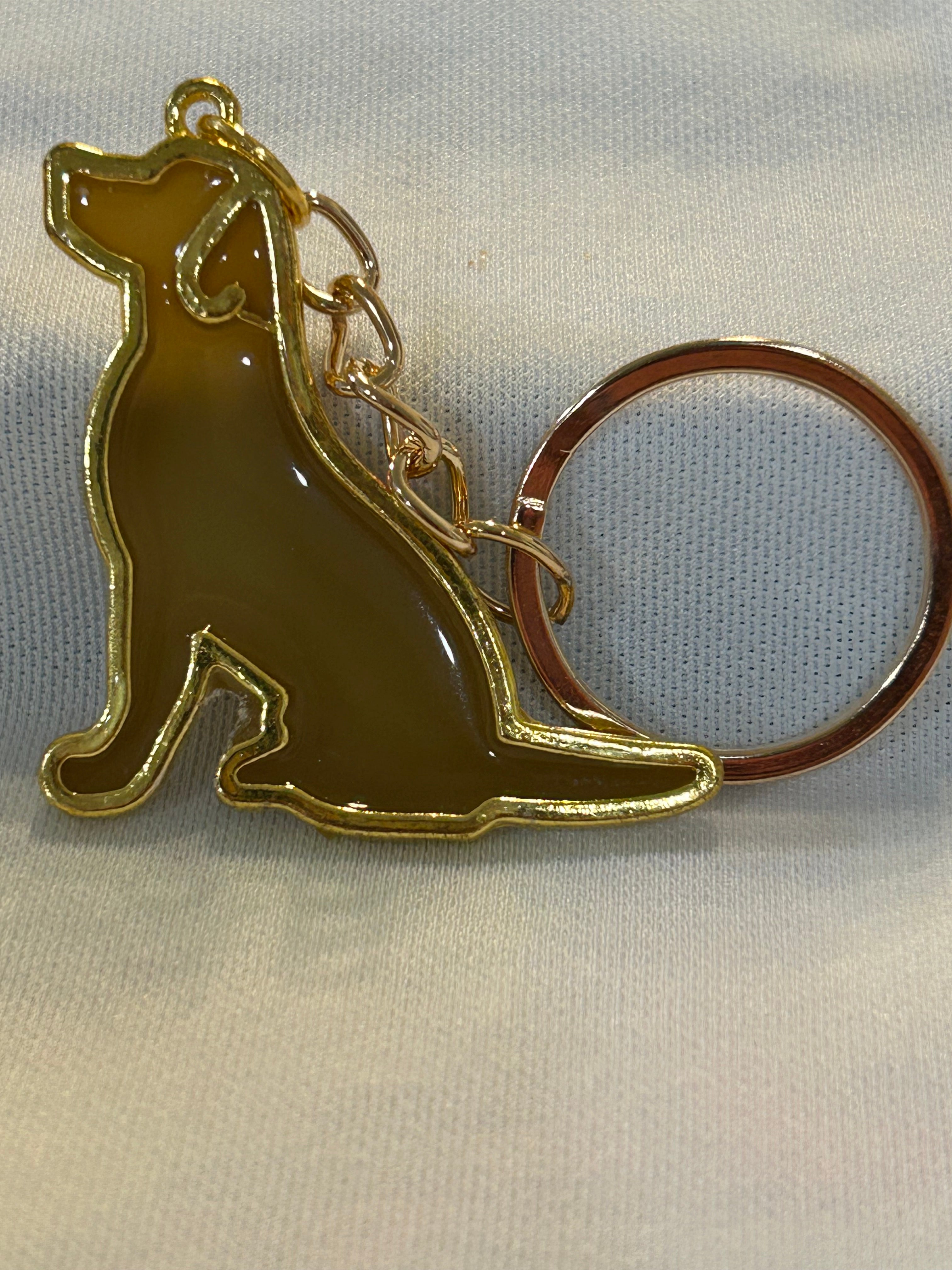 Gold keychain- chocolate dog