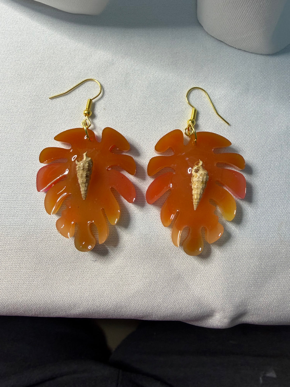 Autumn Leaf & Seashell Earrings