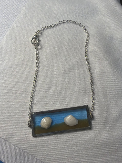 Blue Ocean Resin Seashell Bracelet