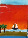 🌅 Sunset Sailboat Coastal Painting