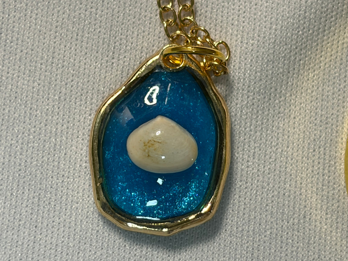 Ocean Blue Seashell Resin Necklace