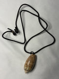 Natural Olive Shell Black Leather Necklace