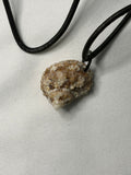 Natural Textured Seashell Black Leather Necklace