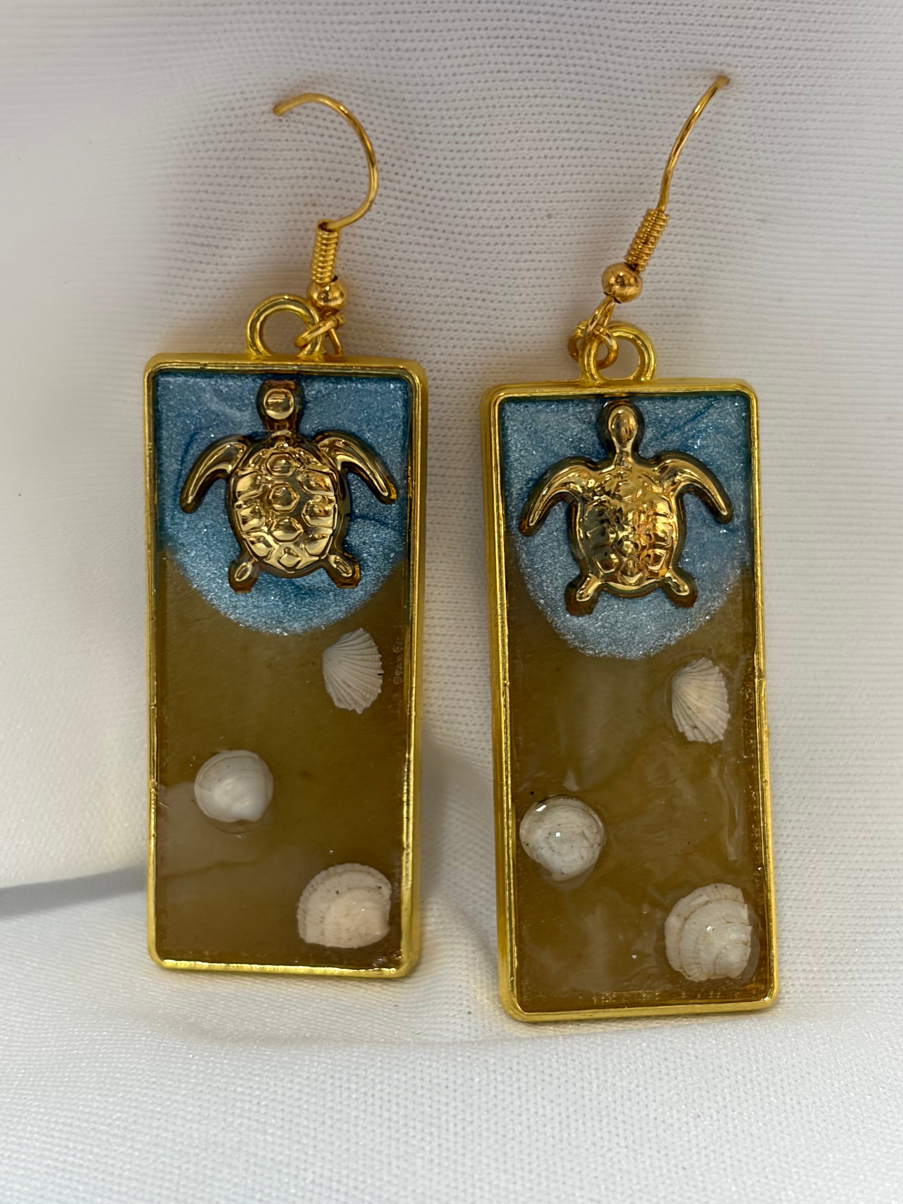 Golden Sea Turtle Shore Earrings