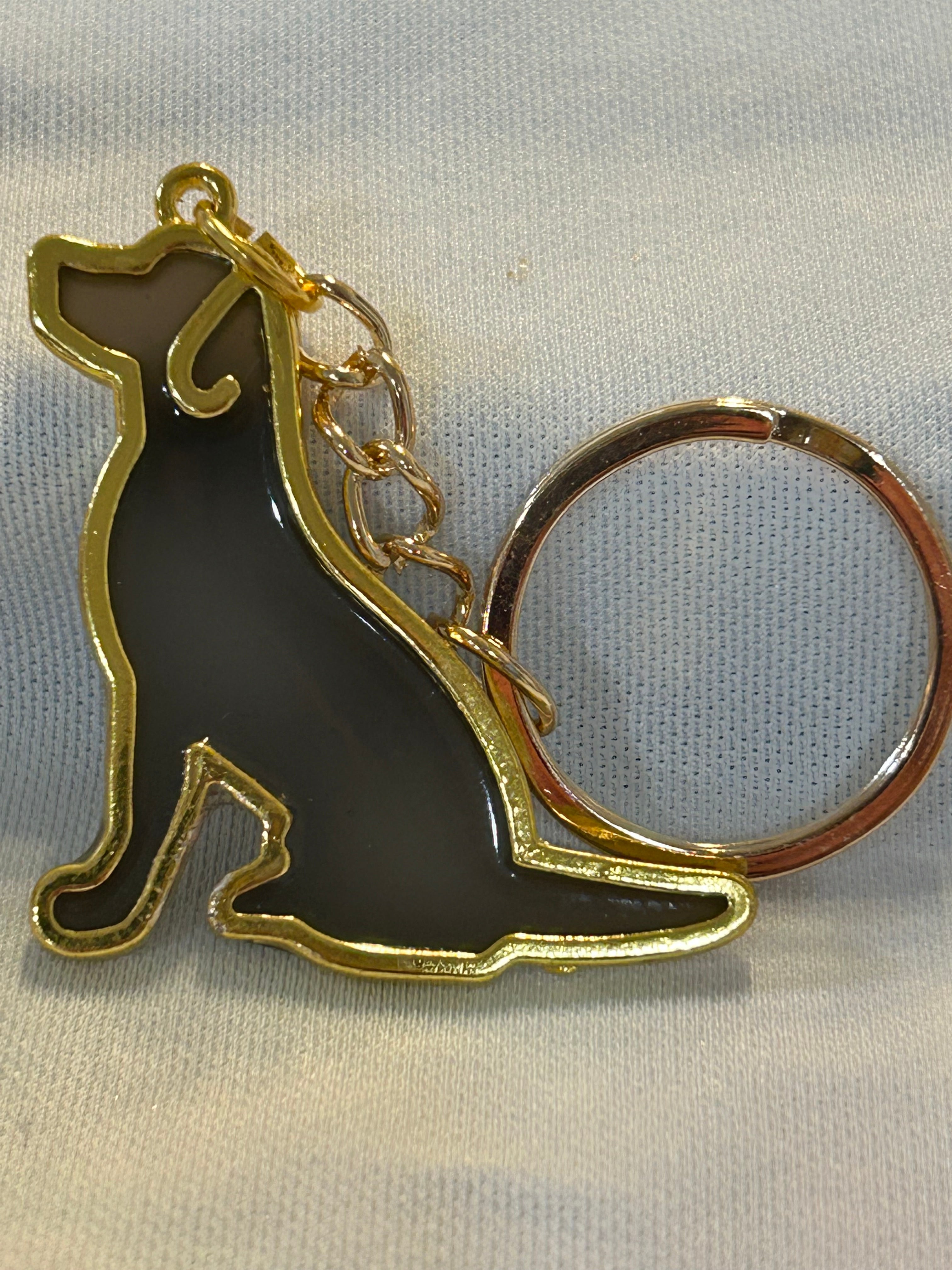 Gold Keychain- Black dog